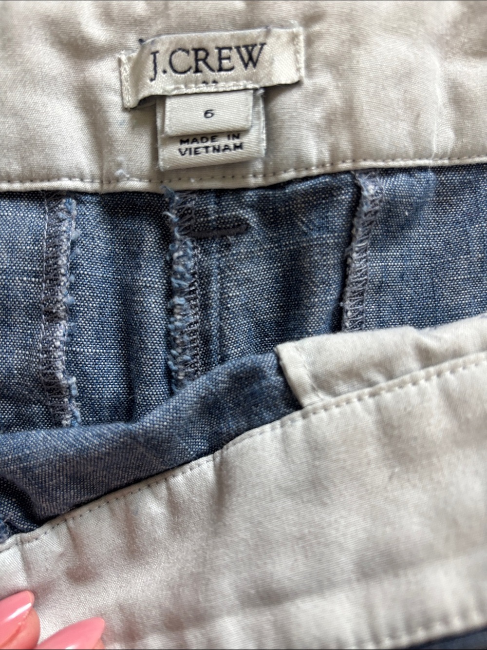 J.Crew Chambray Cotton Shorts - Blue -6 - Picture 4 of 5